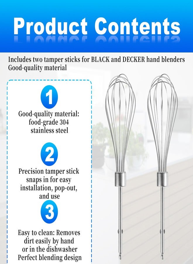 Lyreh 2pcs Hand Mixer Beaters Attachments Compatible with Black & Decker, Universal Stainless Steel Hand Mixer Turbo Beaters Replacement Cooking and Baking Tool Accessory for Kitchen - Image 3